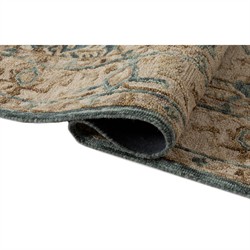 Krishna Updated Traditional Blue Wool Medallion Patterned Rug - 7'9"x9'9"|