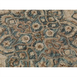 Krishna Updated Traditional Blue Wool Medallion Patterned Rug - 7'9"x9'9"|