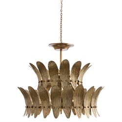 Analise Traditional Vintage Brass Leaf Tiered Chandelier|