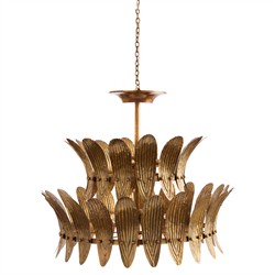 Analise Traditional Vintage Brass Leaf Tiered Chandelier|