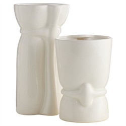 Maud Modern Classic White Ceramic Decorative Vase - Set of 2|