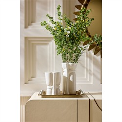 Maud Modern Classic White Ceramic Decorative Vase - Set of 2|