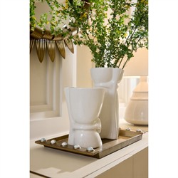 Maud Modern Classic White Ceramic Decorative Vase - Set of 2|