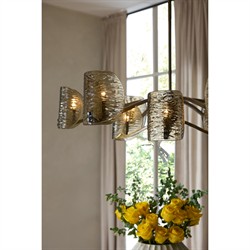 Natasha Traditional Amber Smoke Textured Glass Chandelier|