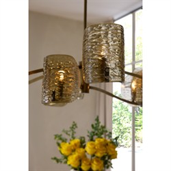 Natasha Traditional Amber Smoke Textured Glass Chandelier|