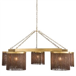 Langston Updated Traditional Vintage Brass Tassel Chandelier|