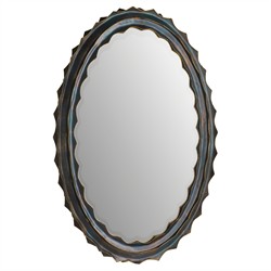 Norway Updated Traditional Burnt Iron Textured Oval Wall Mirror|