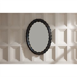 Norway Updated Traditional Burnt Iron Textured Oval Wall Mirror|