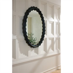 Norway Updated Traditional Burnt Iron Textured Oval Wall Mirror|