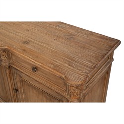 Callow French Country Distressed Natural Pine Wood Sideboard|