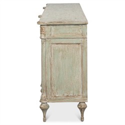 Callow French Country Distressed Sage Green Pine Wood Sideboard|