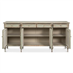 Callow French Country Distressed Sage Green Pine Wood Sideboard|