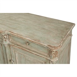 Callow French Country Distressed Sage Green Pine Wood Sideboard|