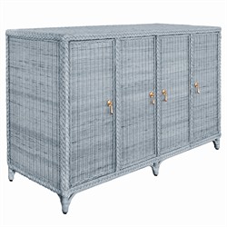 Worlds Away Evander Coastal Beach Blue Woven Rattan|