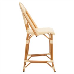 Hayden Coastal Beach Beige Woven Faux Wicker Outdoor Armless Counter Stool|