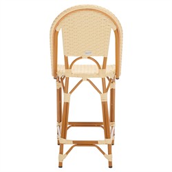 Hayden Coastal Beach Beige Woven Faux Wicker Outdoor Armless Counter Stool|