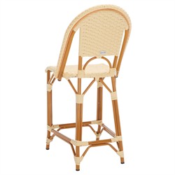 Hayden Coastal Beach Beige Woven Faux Wicker Outdoor Armless Counter Stool|