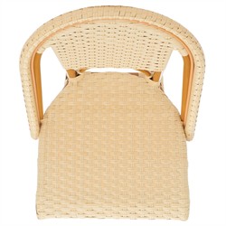 Hayden Coastal Beach Beige Woven Faux Wicker Outdoor Armless Counter Stool|