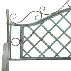 Anise French Country Antique Green Iron Outdoor Garden Bench|