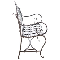 Anise French Country Rustic Brown Iron Outdoor Garden Bench|