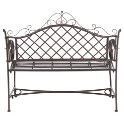 Anise French Country Rustic Brown Iron Outdoor Garden Bench|