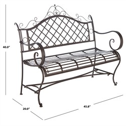 Anise French Country Rustic Brown Iron Outdoor Garden Bench|