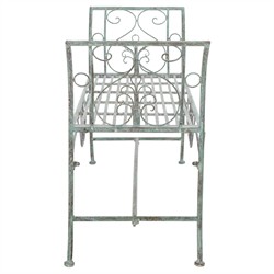 Arieth French Country Antique Green Iron Outdoor Garden Bench|