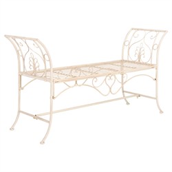 Arieth French Country Cream Iron Outdoor Garden Bench|