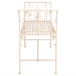 Arieth French Country Cream Iron Outdoor Garden Bench|