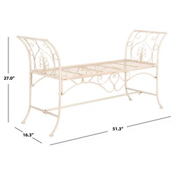 Arieth French Country Cream Iron Outdoor Garden Bench|