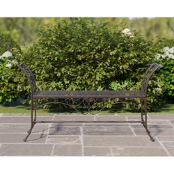 Arieth French Country Antique Brown Iron Outdoor Garden Bench|