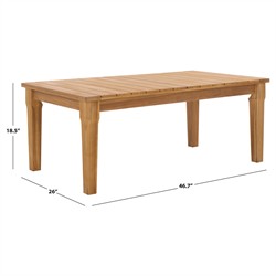 Camila Coastal Beach Natural Teak Rectangular Outdoor Coffee Table|