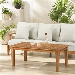 Camila Coastal Beach Natural Teak Rectangular Outdoor Coffee Table|