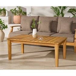 Camila Coastal Beach Natural Teak Rectangular Outdoor Coffee Table|