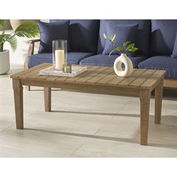 Camila Coastal Beach Natural Brown Wood Rectangular Outdoor Coffee Table|