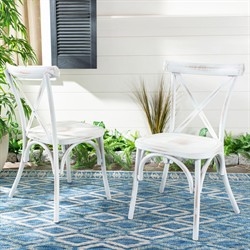 Elise French Country Distressed White Aluminum Outdoor Dining Chair - Set of 2|