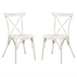 Elise French Country Distressed White Aluminum Outdoor Dining Chair - Set of 2|
