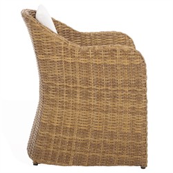 Kylie Coastal Beach Brown Woven Wicker Outdoor Dining Arm Chair|