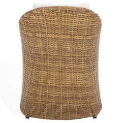 Kylie Coastal Beach Brown Woven Wicker Outdoor Dining Arm Chair|