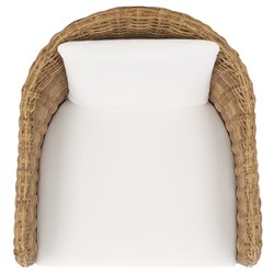 Kylie Coastal Beach Brown Woven Wicker Outdoor Dining Arm Chair|