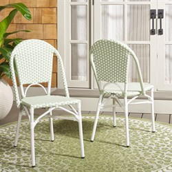 Harley Modern Classic Green Woven Outdoor Bistro Chair - Set of 2|