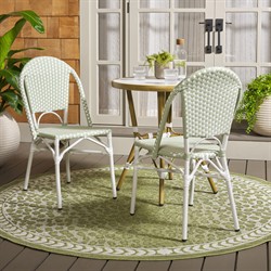 Harley Modern Classic Green Woven Outdoor Bistro Chair - Set of 2|