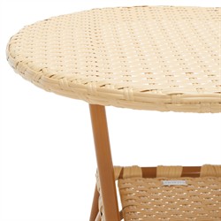 Hayden Coastal Beach Beige Woven Faux Wicker Round Outdoor Bistro Table - 24"|