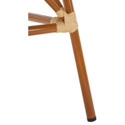 Hayden Coastal Beach Beige Woven Faux Wicker Round Outdoor Bistro Table - 24"|