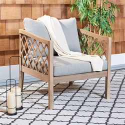 Sandy Coastal Beach Brown Wood Outdoor Lounge Arm Chair|