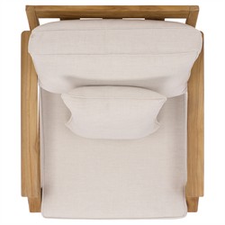 Camila Coastal Beach Off White Cushion Natural Teak Outdoor Lounge Arm Chair|