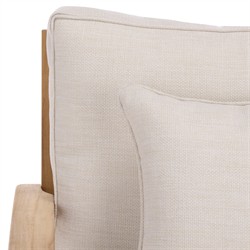 Camila Coastal Beach Off White Cushion Natural Teak Outdoor Lounge Arm Chair|
