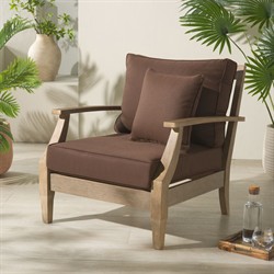Camila Coastal Beach Dark Brown Outdoor Lounge Arm Chair|