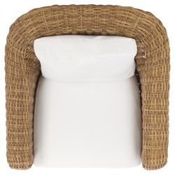 Kylie Coastal Beach Brown Woven Wicker Outdoor Lounge Arm Chair|