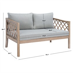 Sandy Coastal Beach Brown Wood Outdoor Sofa - 56"|